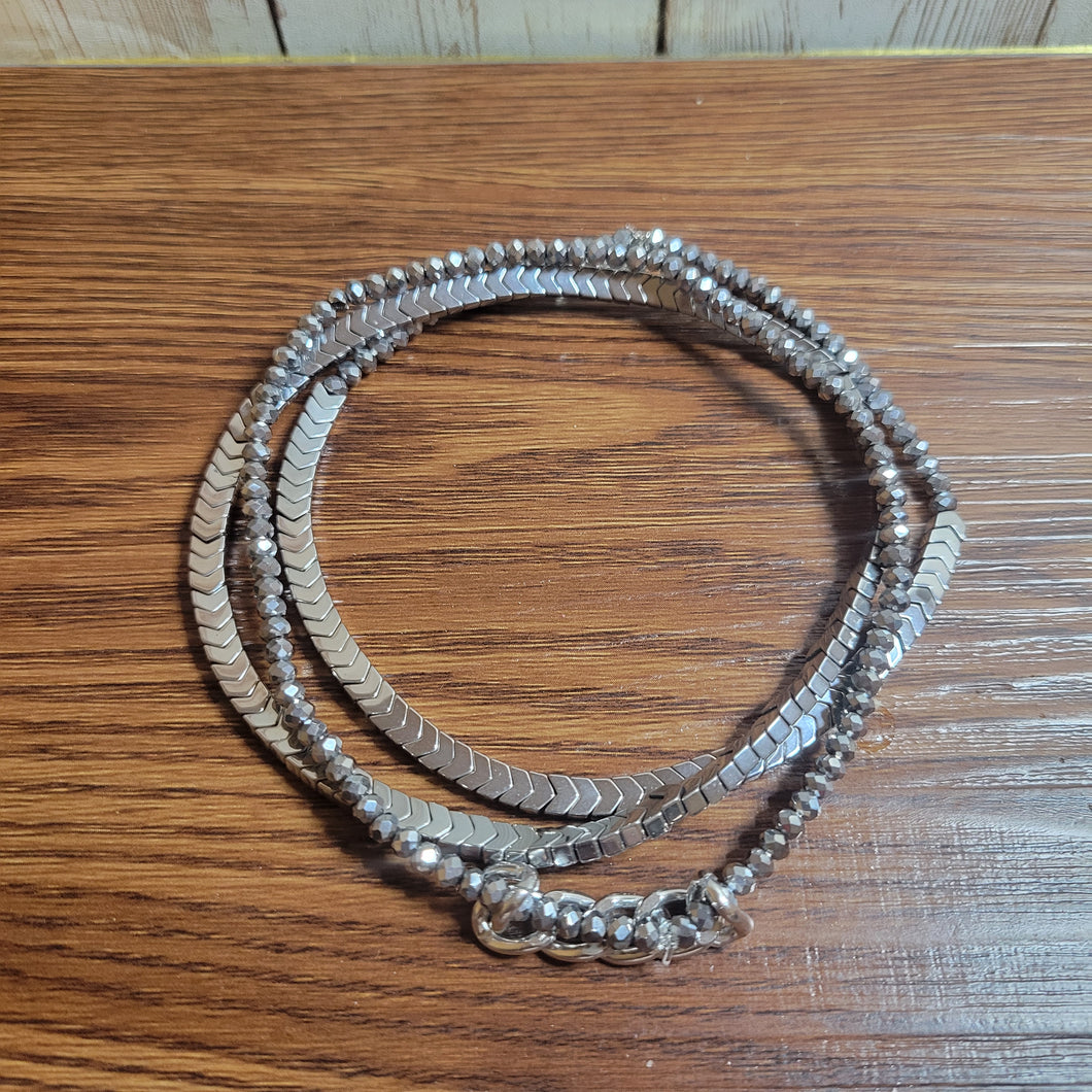Silver beaded anklets