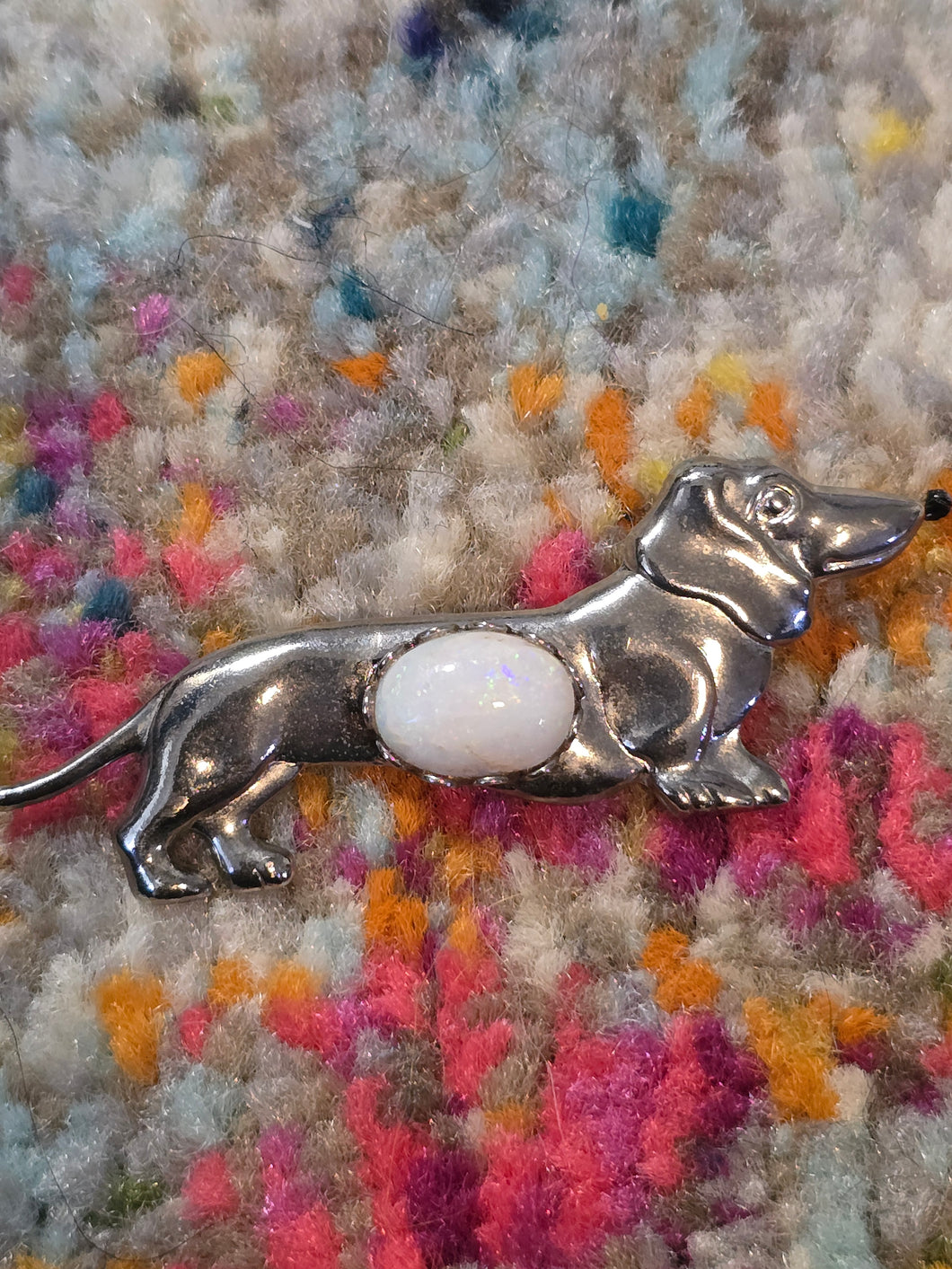 Dachshund opal brooch